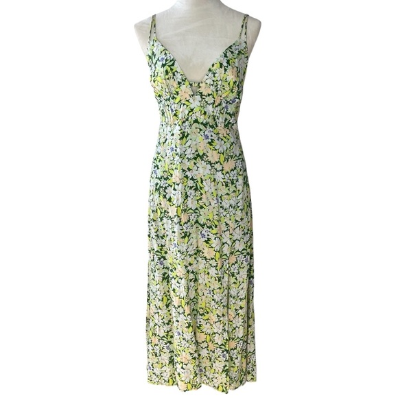 Urban Outfitters Green Floral Print Variable Straps Midi Dress Medium - Picture 1 of 10